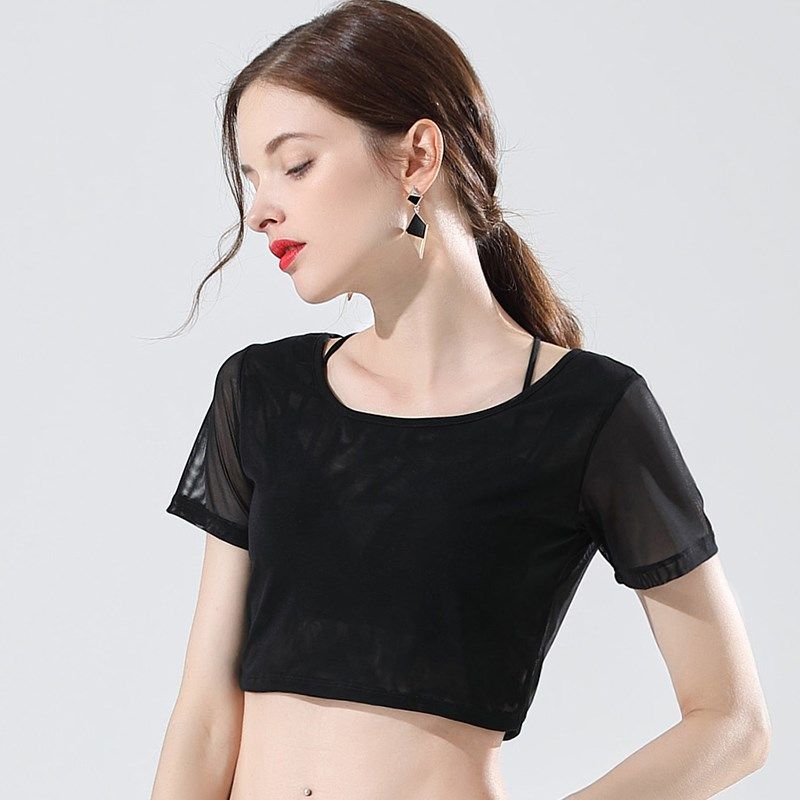 夏季女款蕾丝上衣短款半截网纱内搭打底衫女性感蕾丝短袖半身t恤,女装/女士精品,背心吊带,淘宝优惠券,粉丝福利购,淘宝优惠卷