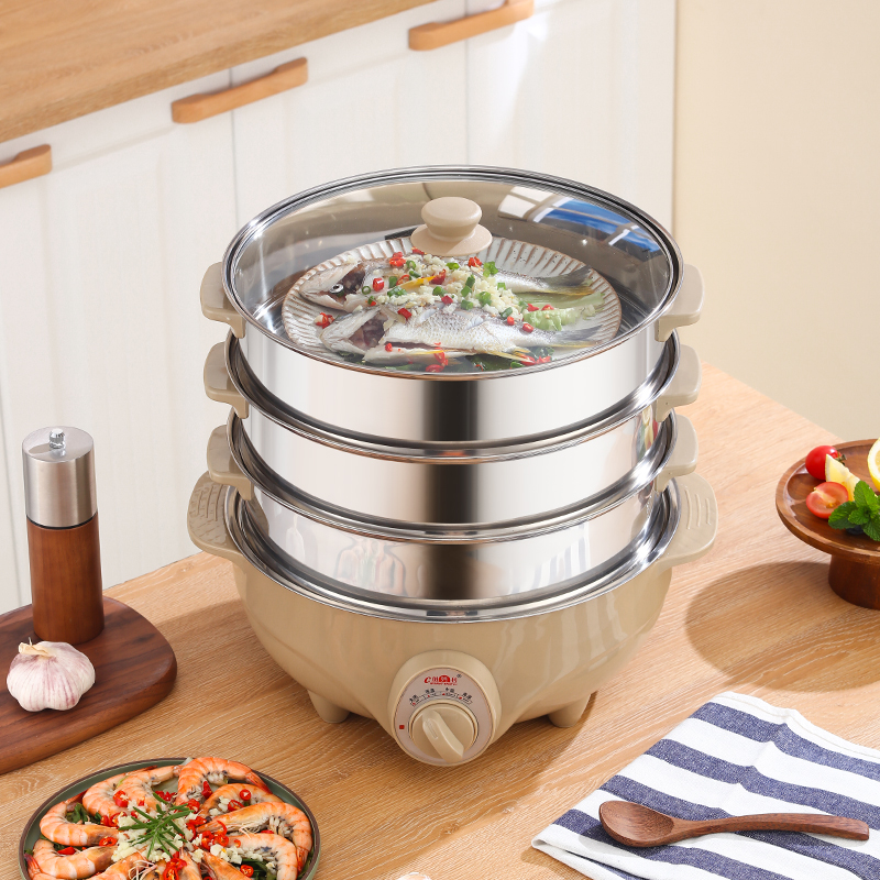 蒸锅电蒸锅多功能家用小型蒸屉不锈钢炖蒸煮一体电蒸箱蒸笼早餐机