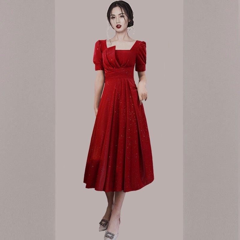 敬酒服新娘2021夏季新款亮闪闪伴娘服高端气质宴会晚礼服平时可穿