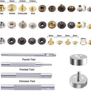 400套4款按扣紧固件套装皮革铆钉孔眼芝加哥装订螺丝带安装工具