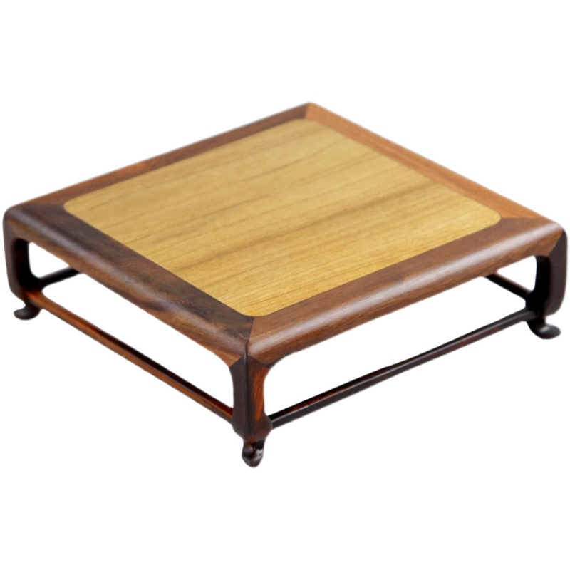 红酸枝嵌楠木方形花盆茶壶陶瓷石头摆件底座实木质工艺品佛像托架