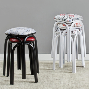 软面皮凳 布面圆凳子 铁腿三脚凳 简约叠小凳 四腿方凳子实木加粗