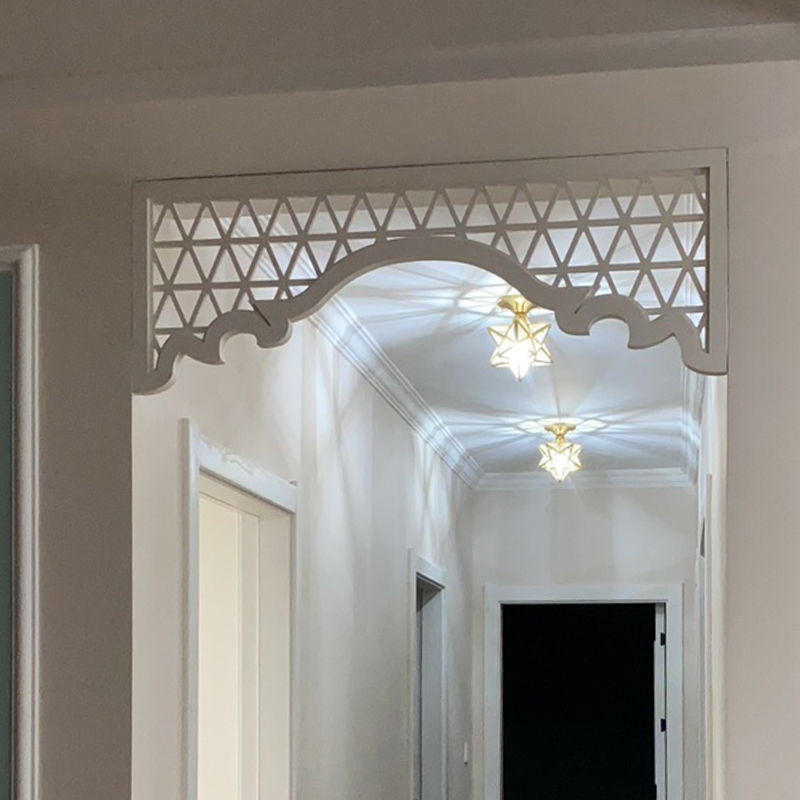 门楣装饰欧式门头客厅过道走廊横梁雕花遮挡PVC挂落 玄关隔断中式