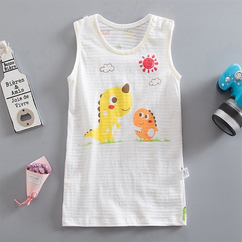 夏季宝宝背心睡袍 婴儿浴袍纯棉男女童睡裙薄款家居服 儿童睡衣服