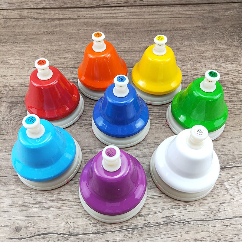 厂家奥尔夫乐器彩色八音课铃八音碰钟打击乐器旋律钟手摇铃手铃