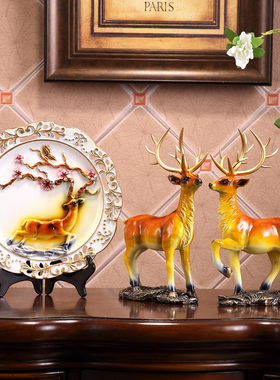 欧式鹿摆件酒柜装饰品创意客厅电视柜玄关摆设装饰工艺品招财礼品