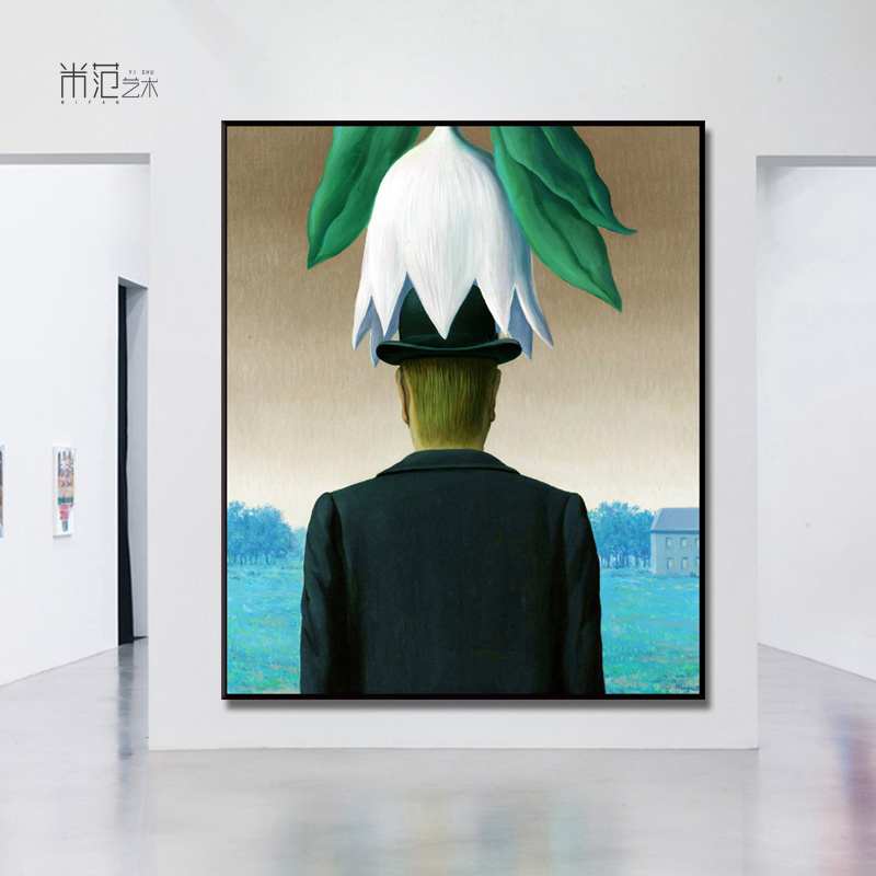马格利特超现实主义装饰画玄关工业酒吧酒店小众装饰画民宿挂画图片