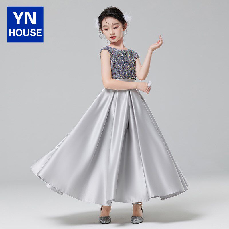 女童晚礼服轻奢小众高端钢琴演奏演出服儿童主持人大童闪亮公主裙