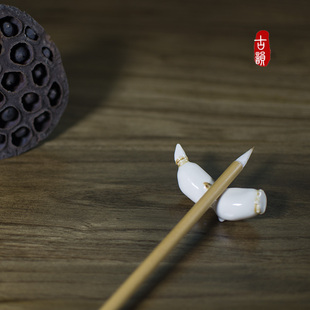 家用筷架筷托摆件 景德镇陶瓷可爱笔搁笔架山手工莲藕文房创意日式