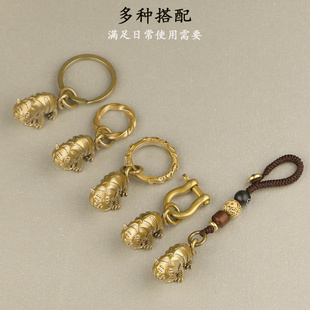 搞笑唐伯个性 手工复古黄铜老虎家用汽车钥匙扣挂件男女款 书包配饰