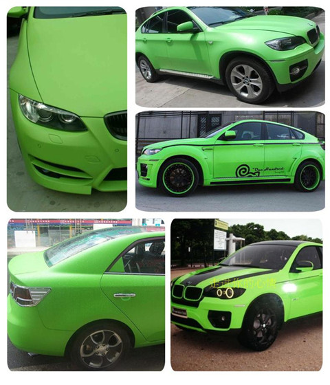 汽车亚光绿碳纤维绿色改色贴纸中网后视镜尾翼改装摩托车冰膜绿