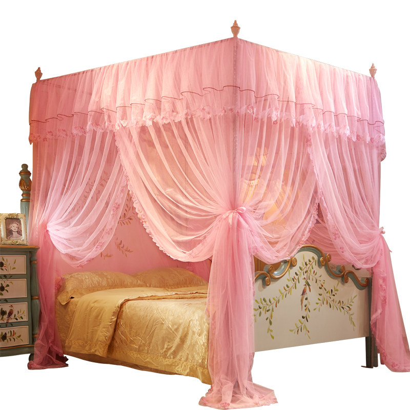 蚊帐三开门方顶加密不锈钢支架宫廷落地公主1.8m床单双人宿舍包邮