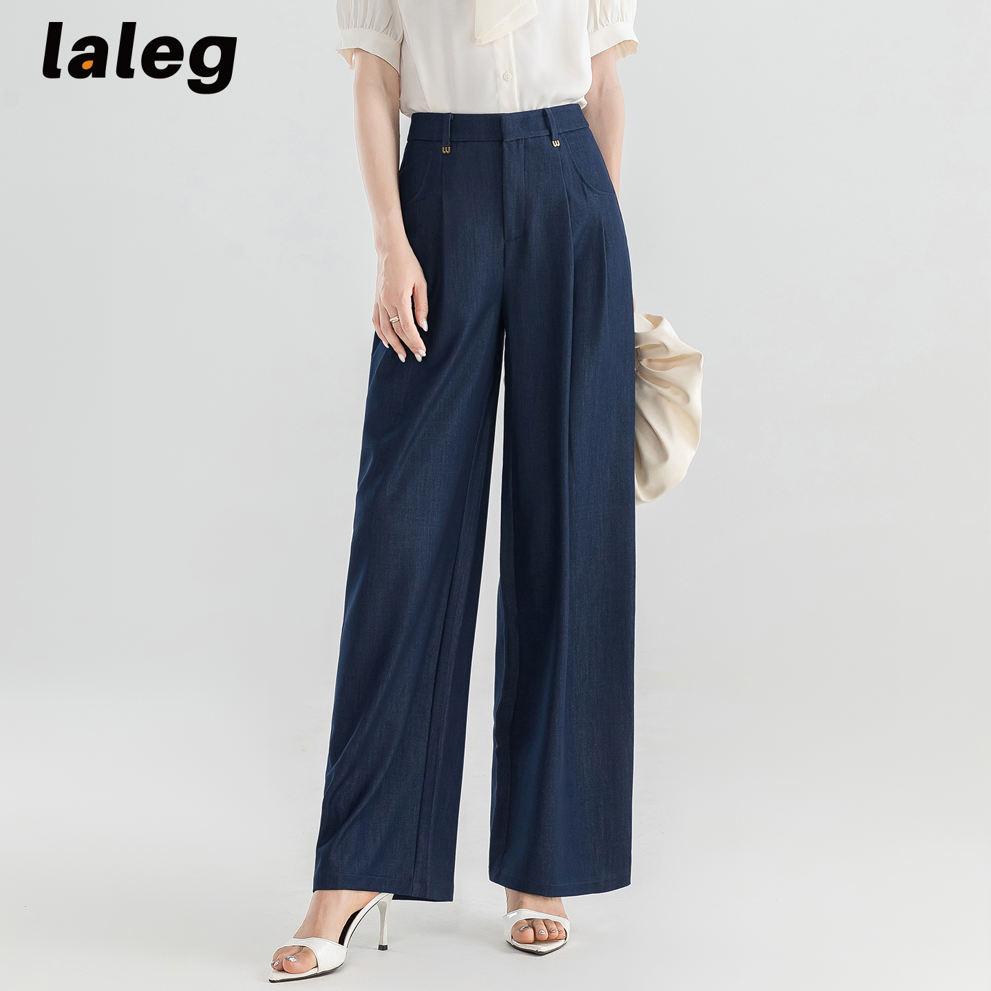 laleg轻薄垂顺丨日常通勤夏季女裤轻薄宽松bf慵懒风宽松阔腿裤子