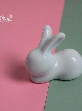 创意简约陶瓷北欧in桌面摆件可爱家居装饰生肖兔生日礼品包邮客厅