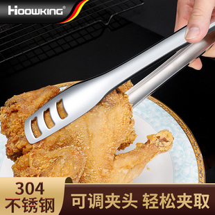 304不锈钢烤肉专用防烫夹牛排夹家用厨房面包夹加长烧烤食品夹子