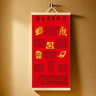 五岳真形图挂画金木水火土招财镇宅摆台中式装饰门贴客厅玄关装饰