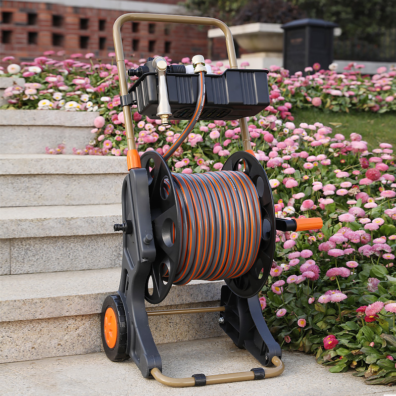 浇花水枪水管绞盘收纳车架花园浇水软管收管卷管神器手推式水管车