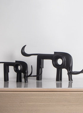 新中式简约抽象动物雕塑小摆件办公室酒店玄关样版间书房软装饰品