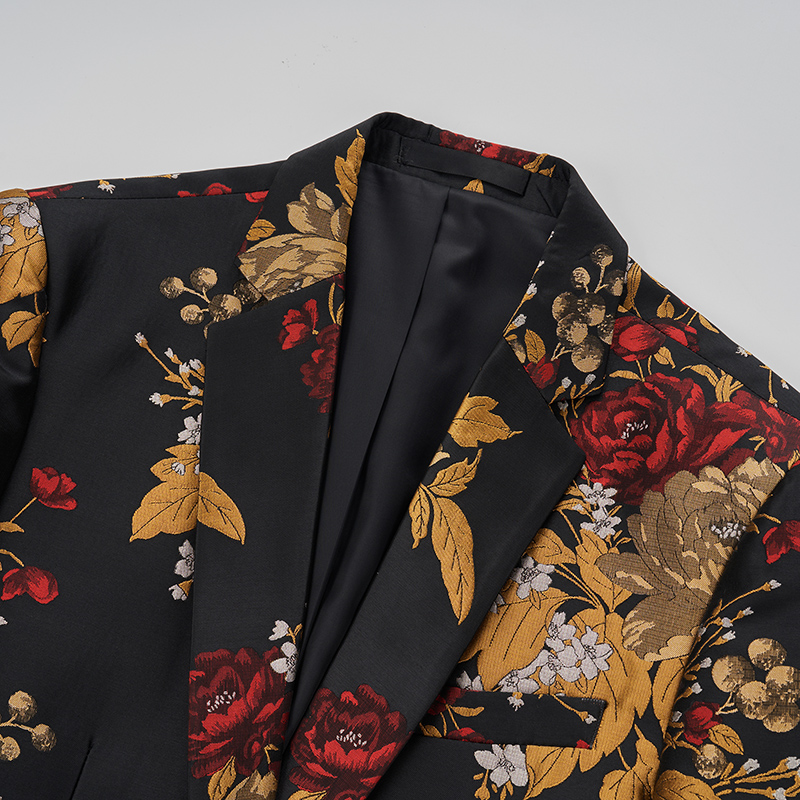 春秋季男士国潮小西装修身时尚单西外套宴会主持人礼服中国风西服