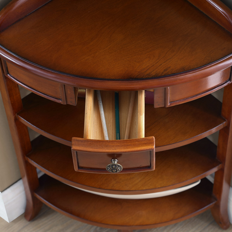 美式转角柜实木客厅餐厅墙角柜角落多层置物花架欧式小三角柜迷你