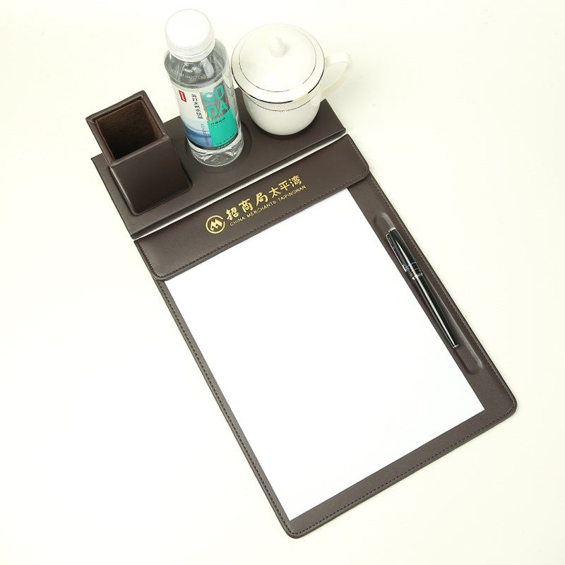 商务PU皮质办公会议文件夹杯垫垫板夹酒店酒店企业LOGO定制写字板