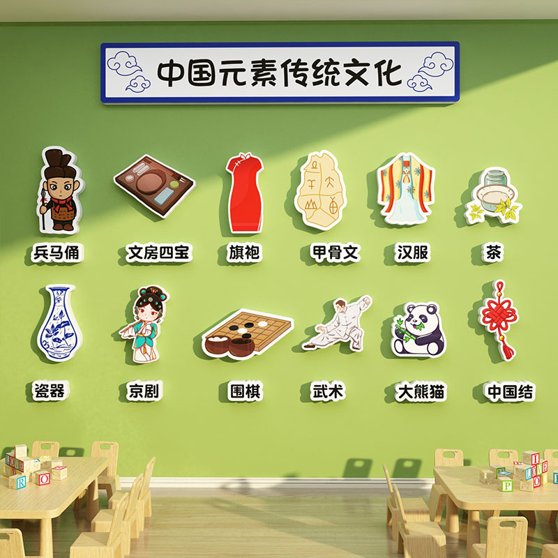 中国元素传统节日环创幼儿园文化主题墙面贴成品装饰教室布置材料