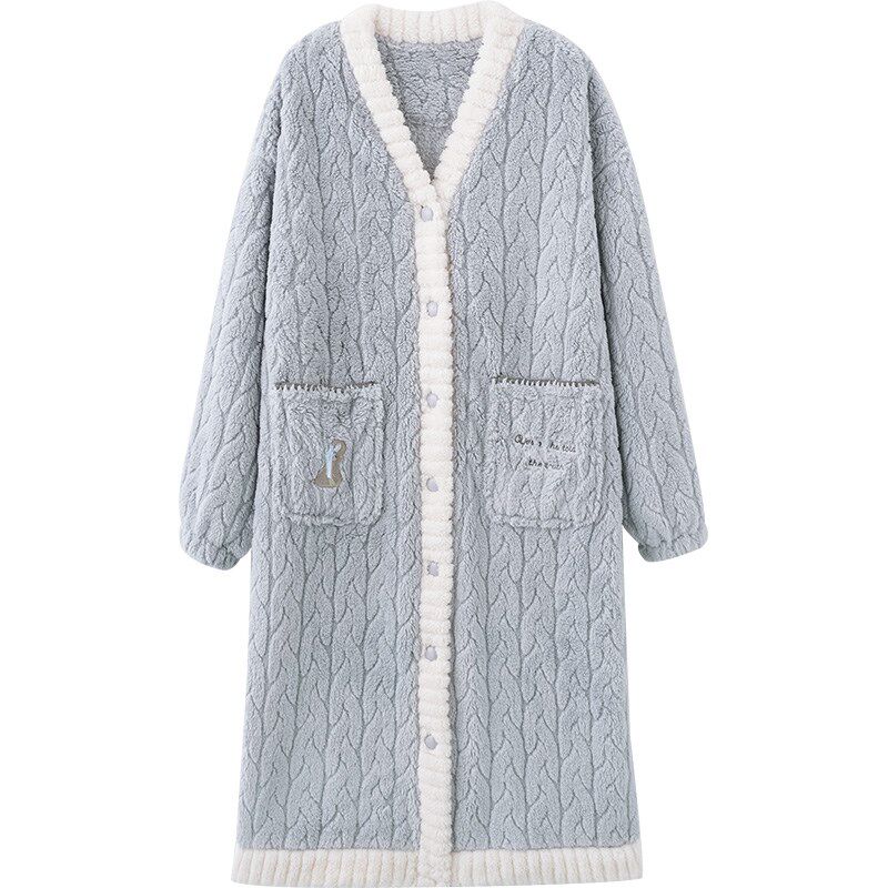 马克公主珊瑚绒睡袍女冬季加厚加绒可爱长款睡衣浴袍高级感家居服