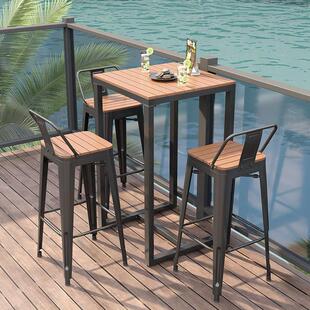 户外防水高脚桌露天奶茶店咖啡厅小方桌酒吧清吧外摆吧台桌椅组合