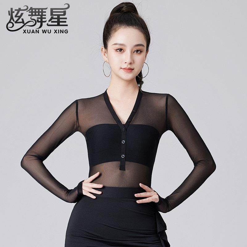 国标舞上衣女新款长袖网纱形体训练服网红跳舞服装夏季拉丁舞蹈服,3C数码配件,USB多功能数码宝,淘宝优惠券,粉丝福利购,淘宝优惠卷