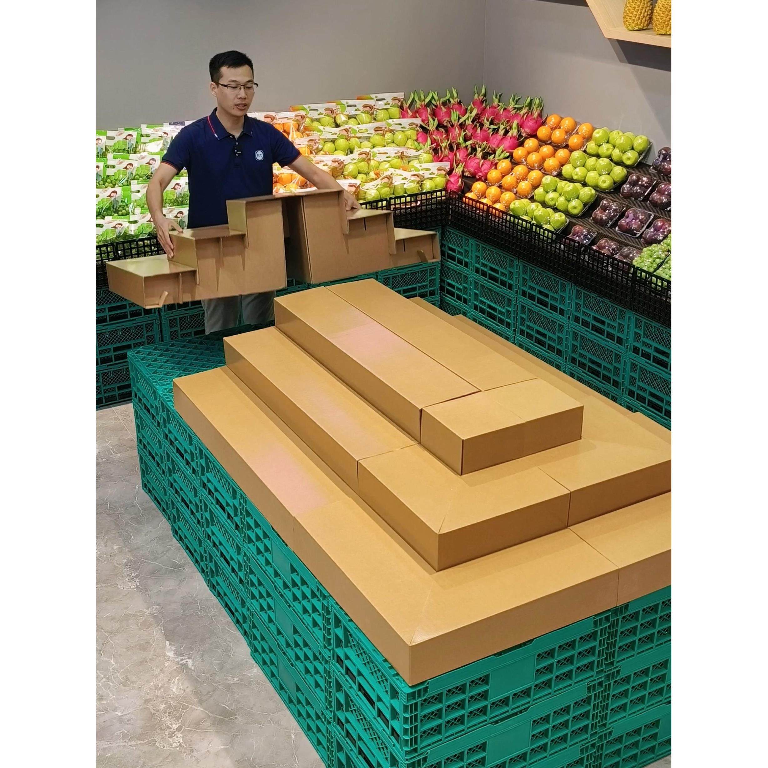 鲜元纸质货架台阶纸板可移动阶梯陈列架水果店中岛便携超市展示架,3C数码配件,USB多功能数码宝,淘宝优惠券,粉丝福利购,淘宝优惠卷