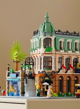 街景建筑系列10297中国积木转角精品酒店咖O啡厅模型拼装积木成人