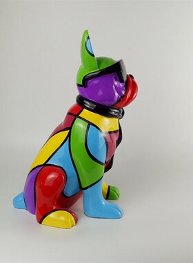 创意家居斗牛犬摆件办公室个性工艺品服装店样板T房商场树脂动物