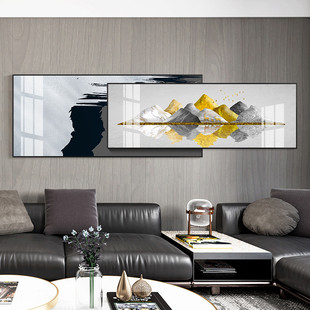 客厅装饰画现代简约大气轻奢招财挂画沙发后面的背景墙重折叠床头
