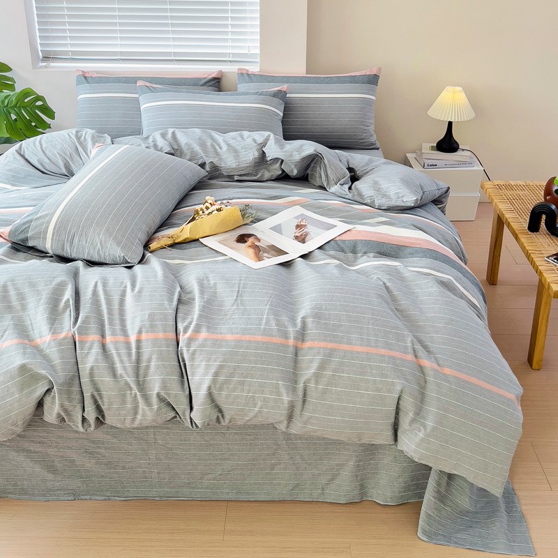 格子四件套纯棉全棉定制尺寸水洗棉榻榻米加大宽2米床Z笠床单床上