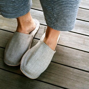 旅行 日本Fog 手工纯亚麻皮质软底拖鞋 work 居家室内静音 linen