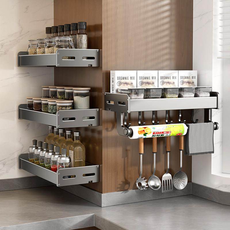枪灰厨房置物架壁挂免打孔调味料用品收纳架20cm25长宽35小尺寸窄,3C数码配件,USB多功能数码宝,淘宝优惠券,粉丝福利购,淘宝优惠卷