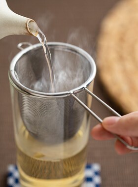 ECHO日本进口不锈钢滤茶器泡茶深型细密过滤网单耳可悬挂茶叶漏网