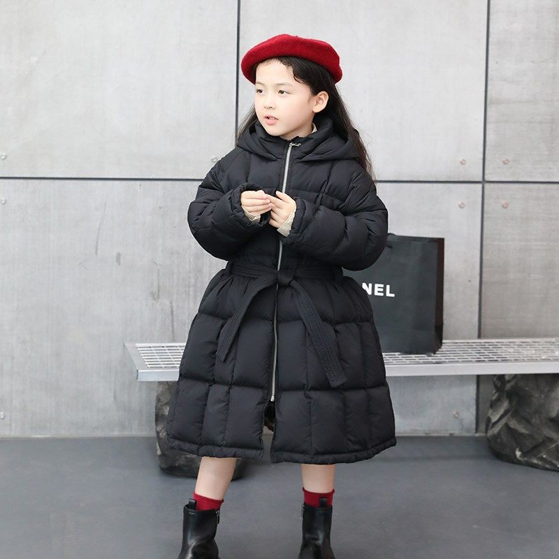 女童羽绒服中长款2024冬季新款收腰儿童羽绒服小中大童外套23267