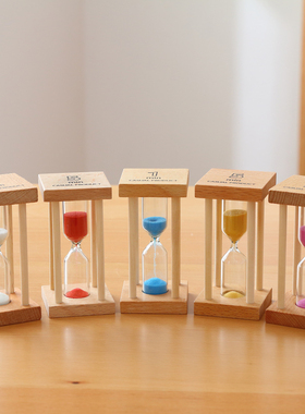 创意儿童刷牙小沙漏摆件倒计时器1/3/5分钟时间迷你玻璃木质礼物