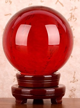 黄色水晶球摆件白紫红透明圆球玻璃家居装饰品客厅小号开业摆件