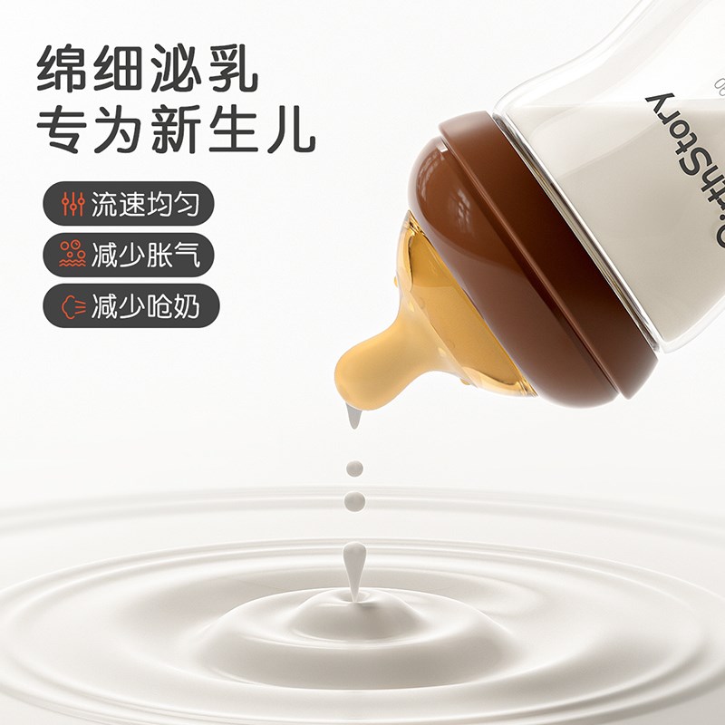 乔治熊玻璃奶瓶婴儿新生儿小初生宝宝防胀气奶瓶0到一6个月仿母乳