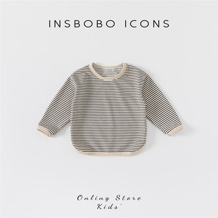 1一3岁男女童冬装 儿童条纹打底衫 内搭婴儿衣服5 T恤春秋季 宝宝长袖