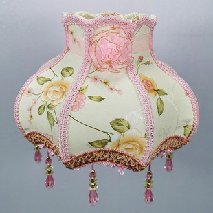 台灯布艺灯罩 欧式复古宫廷吊珠蕾丝田园公主床头落地灯罩配件