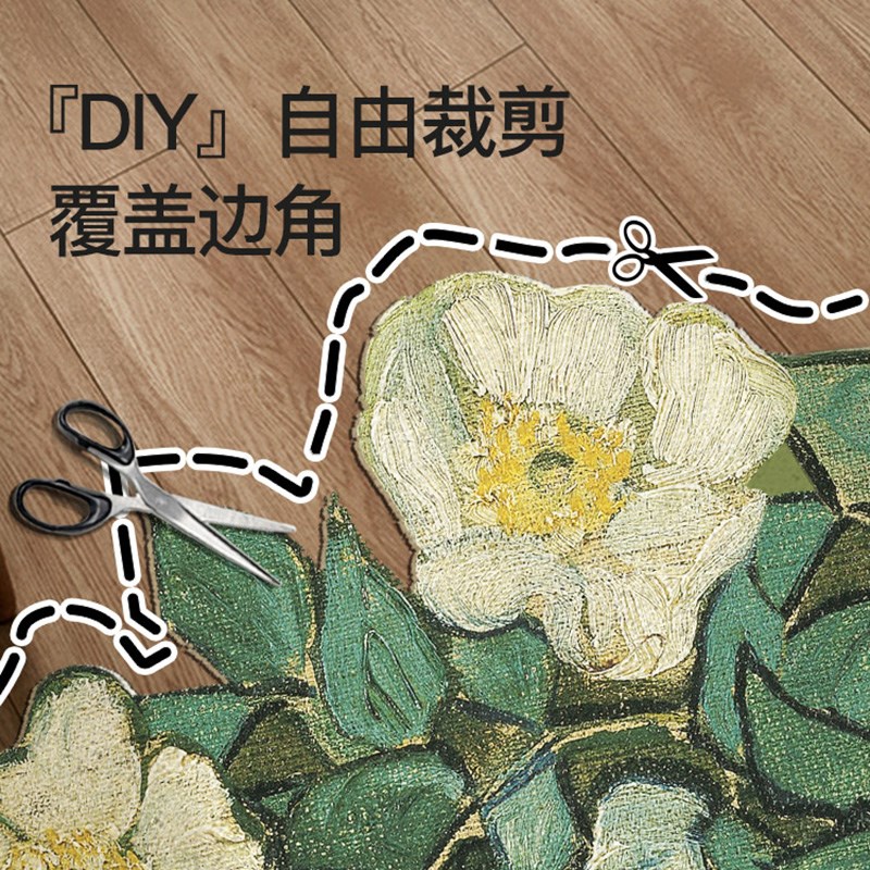 法式高级感入户门地垫丝圈门垫可裁剪家用防滑玄关脚垫梵高油画