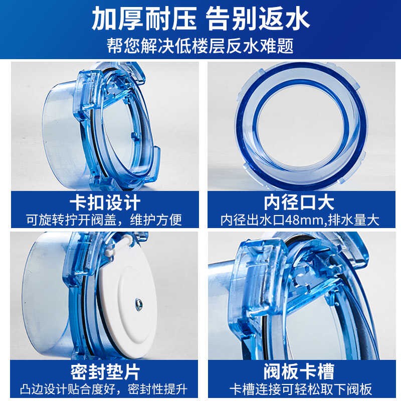 下水道防返水50PVC止回阀厨房排水管防倒灌止逆阀下水防臭防溢水