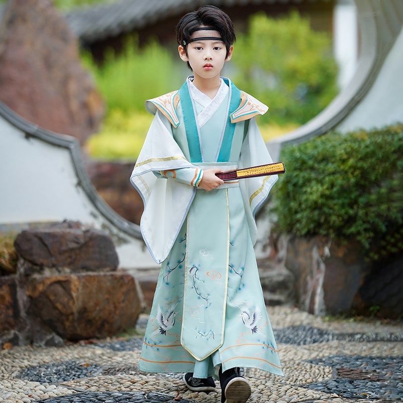 汉服男童秋季新款儿童古装侠客中国风唐装国学服表演公子装演出服
