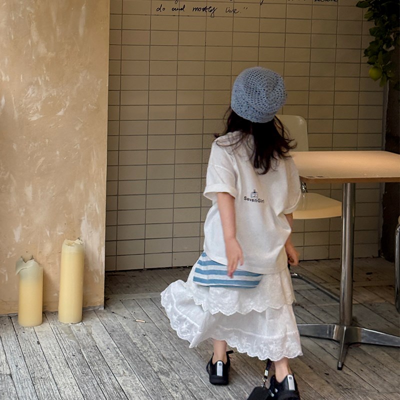 【亲子】柒号童仓洋气芭蕾蛋糕裙夏装新款女大童温柔风长款半身裙