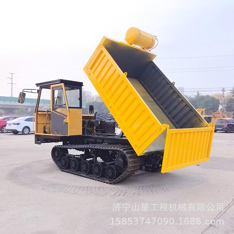 矿山建设8吨履带运输车钢丝橡胶带工程自卸车水路两用一键翻斗