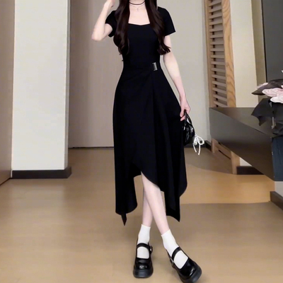 灰色连衣裙子女夏季2025