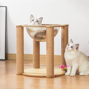 猫爬架猫跳台猫别墅太空舱实木质小型猫抓架逗猫玩具猫咪用品带窝